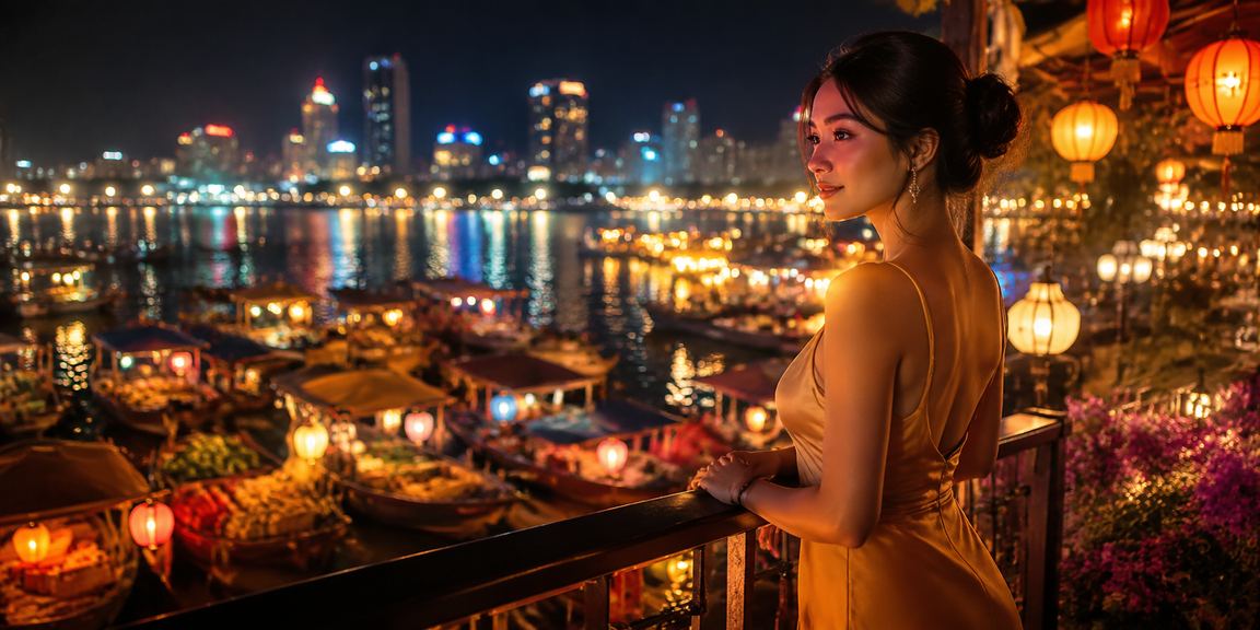 Chợ đêm Nha Trang nhộn nhịp với đèn lồng và không khí lễ hội về đêm